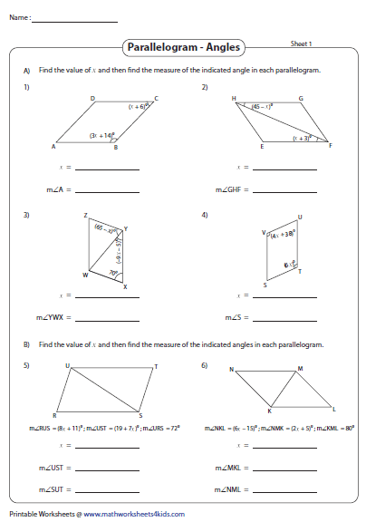 Properties Of Parallelograms Worksheet Worksheet