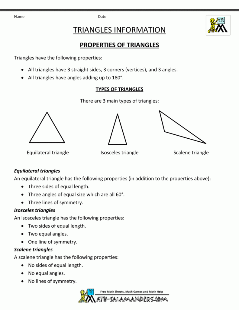 Properties Of Triangles Properties 1 Properties Of Triangle Triangle 