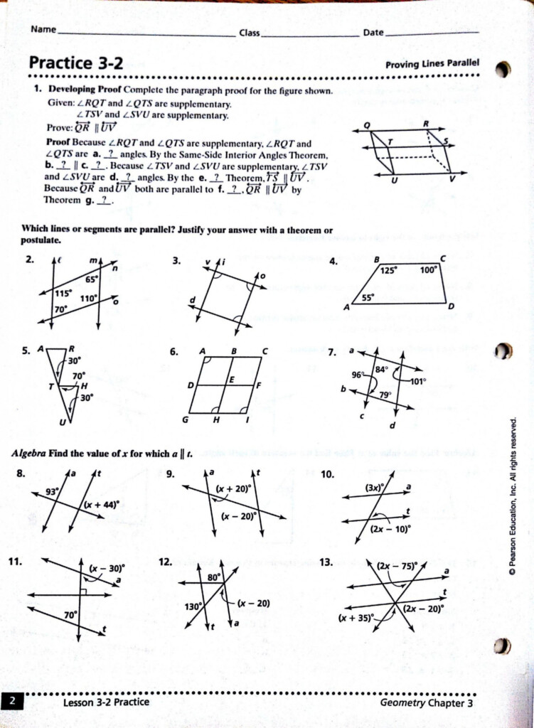 Proving Lines Parallel Worksheet Education Template