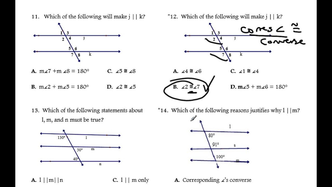 Proving Parallel Lines With Alternate Exterior Angles Worksheet