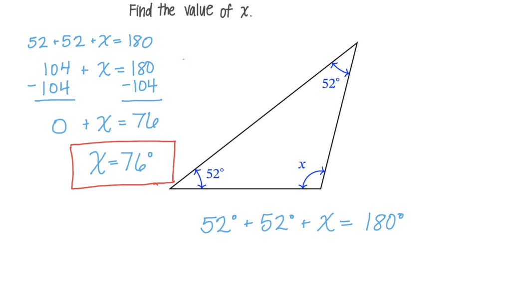 Question Video Finding The Measure Of An Angle In A Triangle Given The 