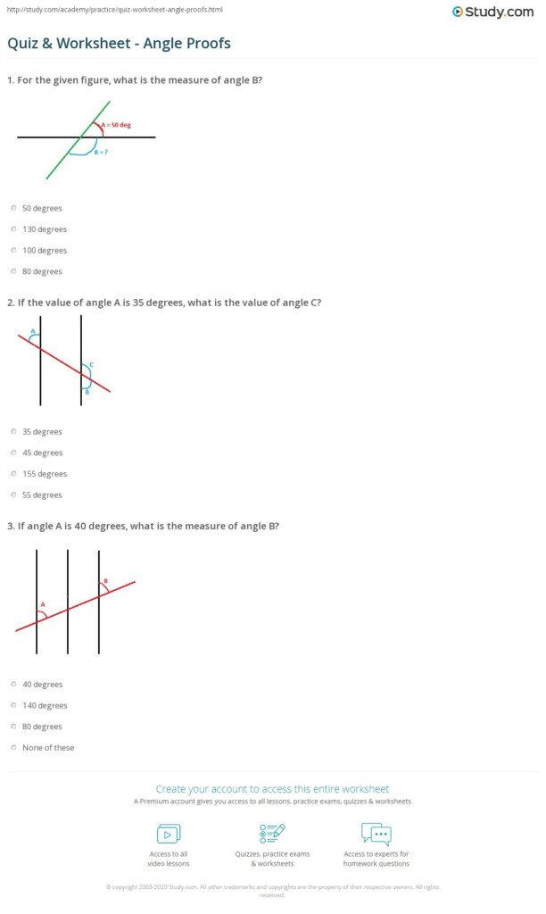 Quiz Worksheet Angle Proofs Study