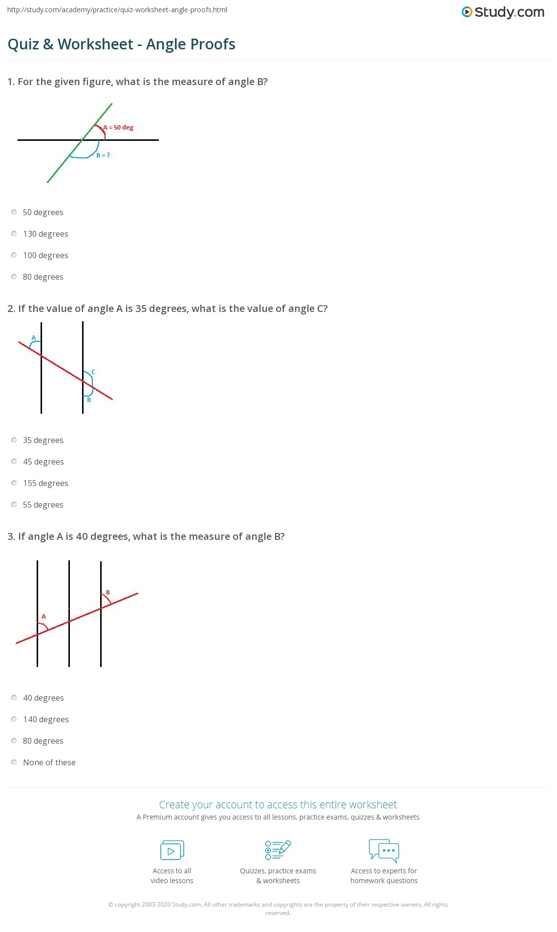 Angle Proof Worksheet #1 Answer Key - Angleworksheets.com