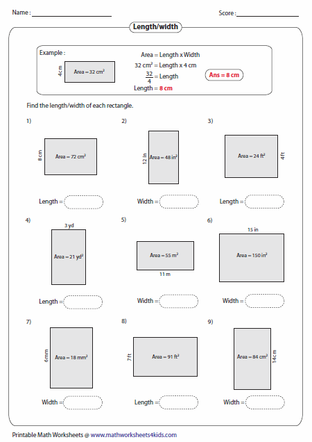 Rectangle Worksheets