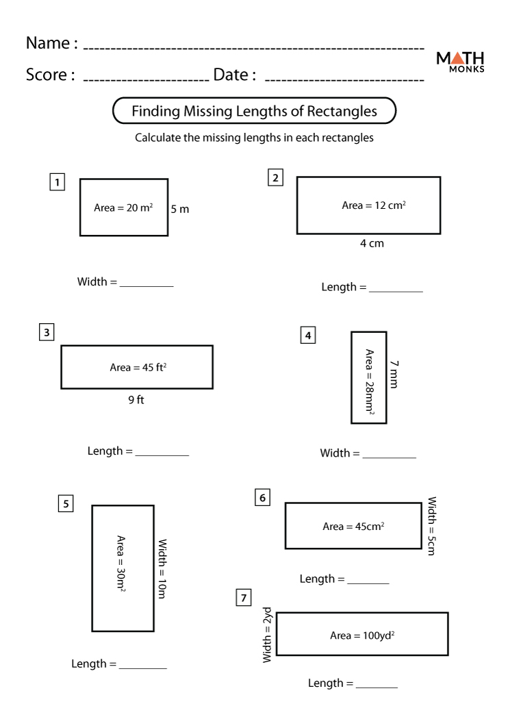 Rectangle Worksheets Math Monks