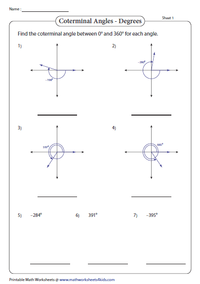 Reference Angle Worksheet Worksheet