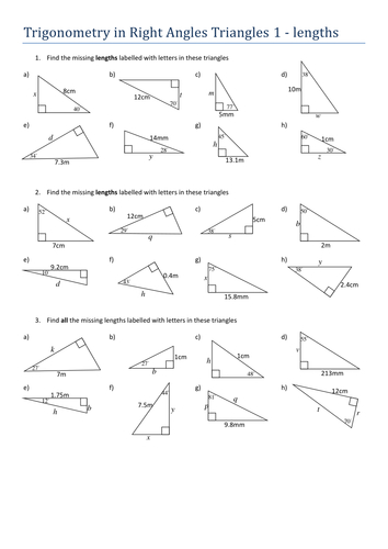 Right Triangle Trigonometry Worksheet Pdf