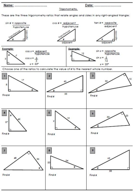 Right Triangle Trigonometry Worksheet With Answers Pdf Worksheet