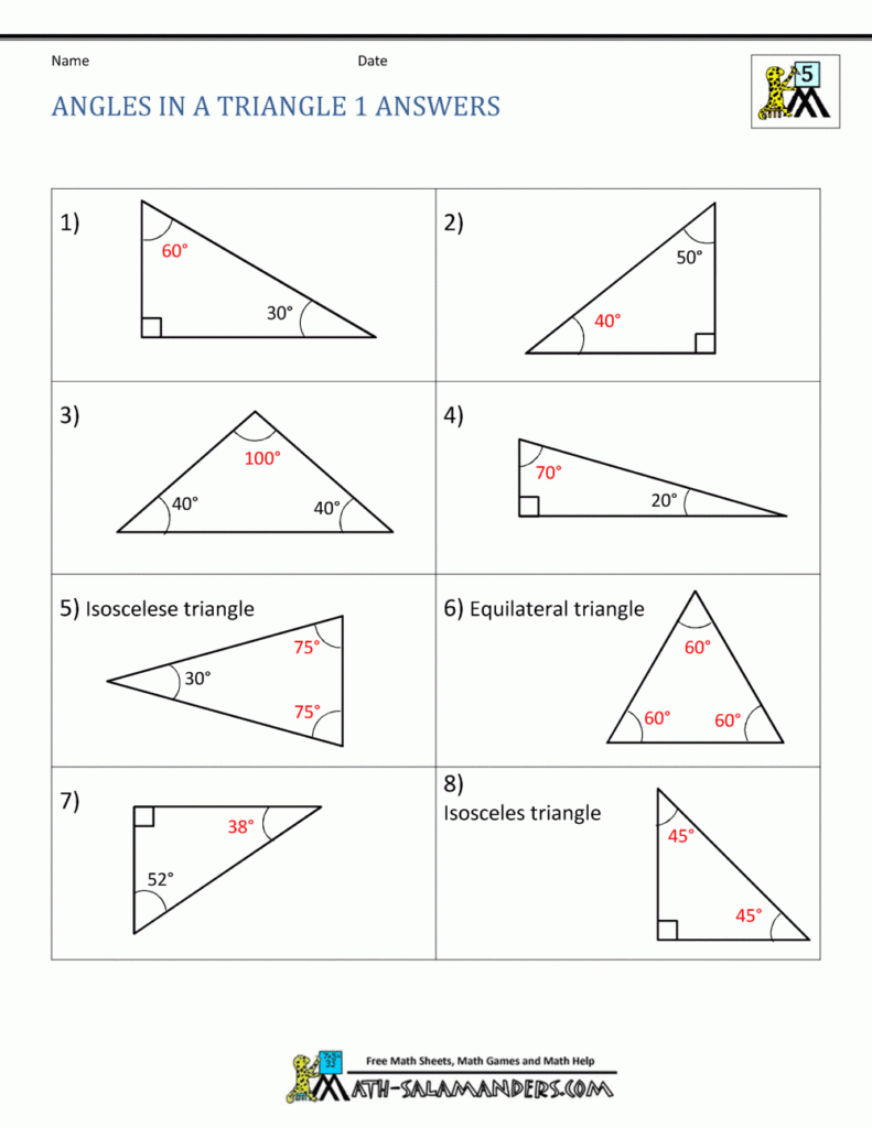 Sum Of Interior Angles A Triangle Worksheet Pdf Brokeasshome