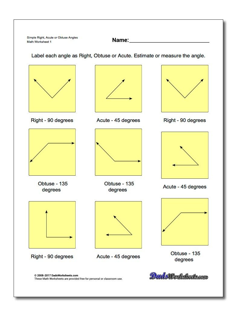 Teach Child How To Read Free Printable Angles Math Worksheets