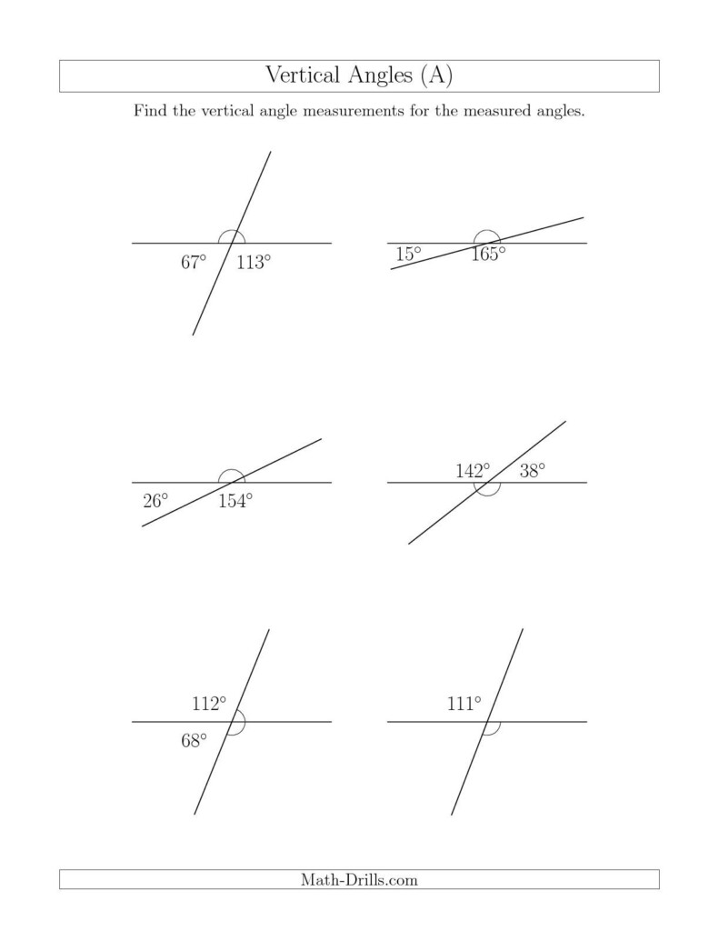 The Vertical Angle Relationships A Math Worksheet From The Geometry 