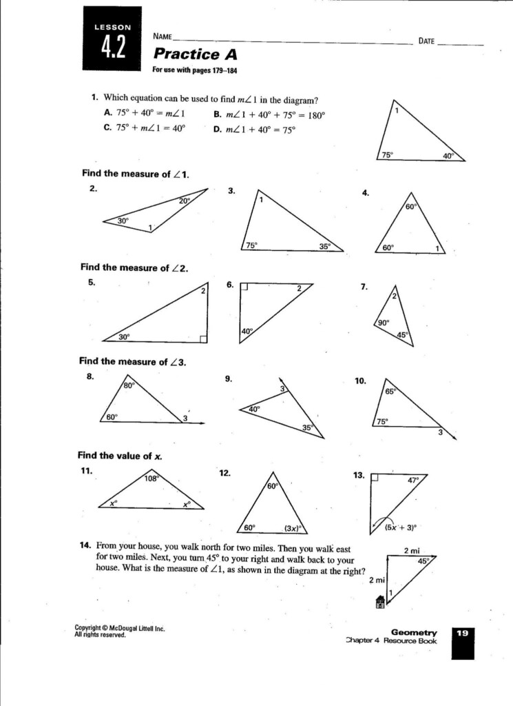 Triangle Angle Sum Worksheet Answer Key