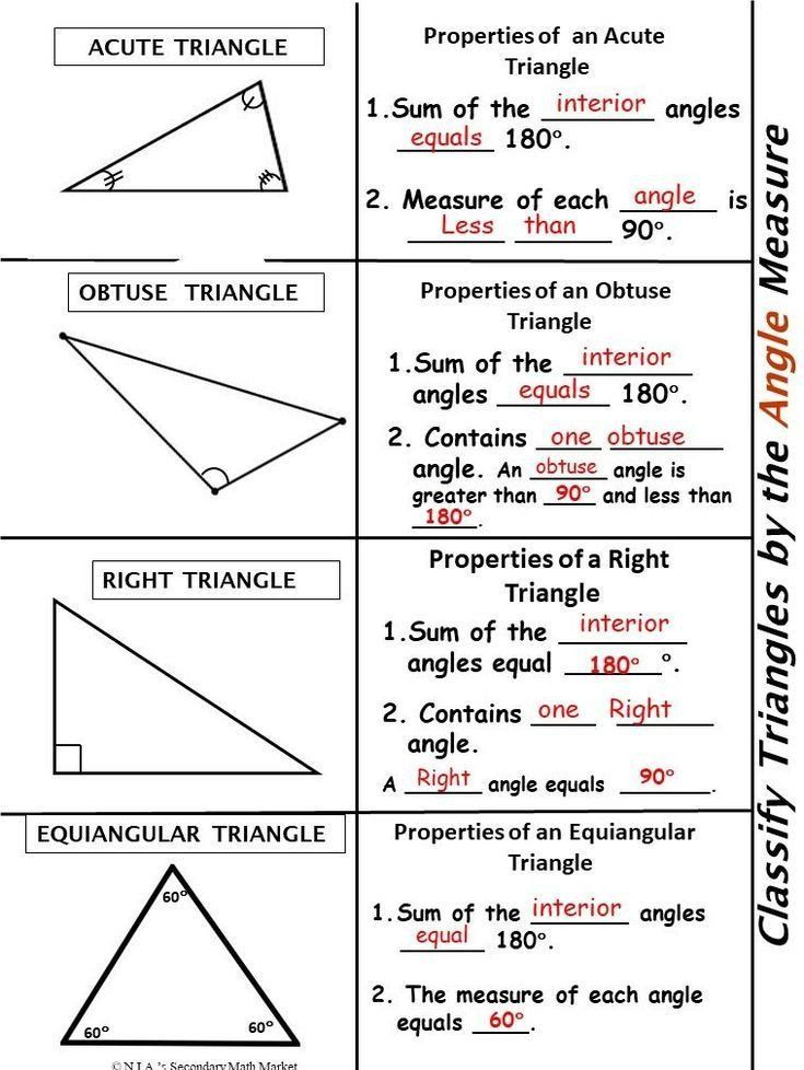 Triangle Angle Sum Worksheet Answers Classify Triangles By Angle 