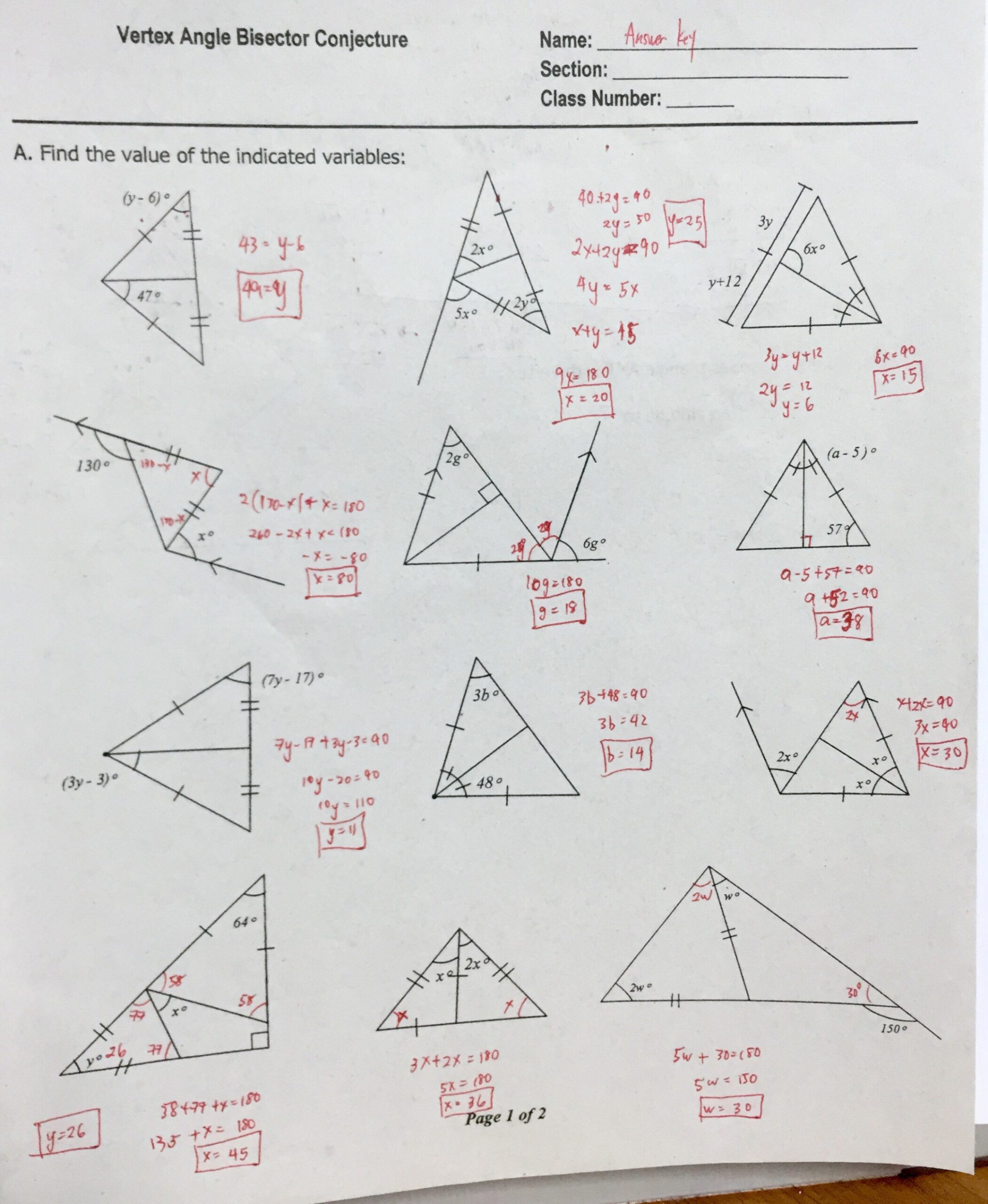 Triangle Interior Angle Worksheet Answers Db excel