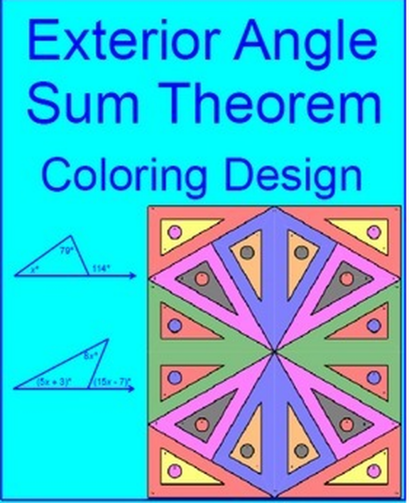 TRIANGLES EXTERIOR ANGLE SUM THEOREM 1 COLORING ACTIVITY Exterior 