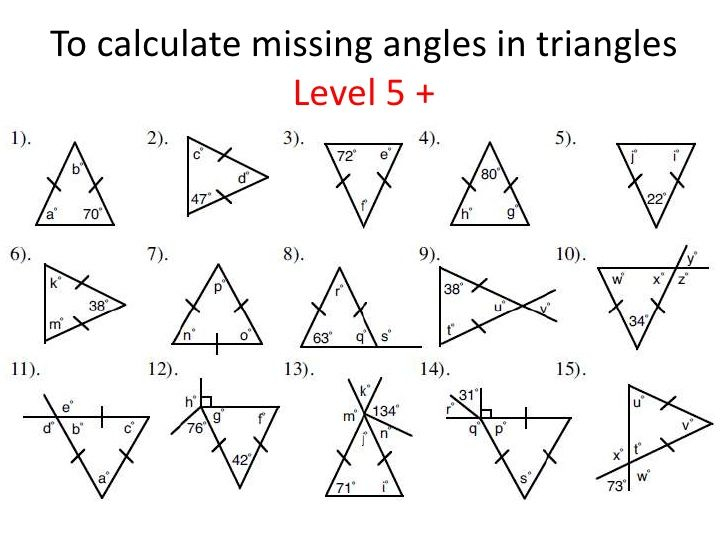 Triangles Identifying And Finding Missing Angles Triangle Worksheet 