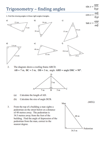 Trigonometry Worksheets 20 Free Cliparts Download Images On