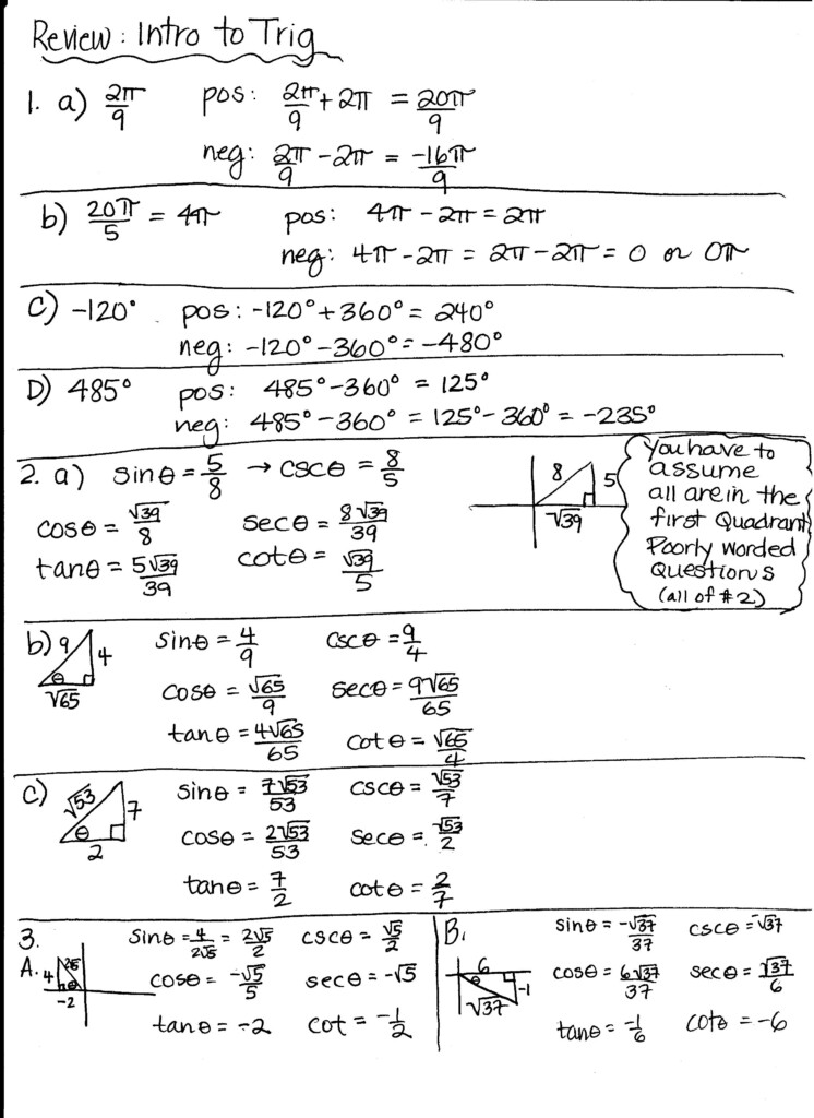Unit Circle Questions With Answers Special Angles On Unit Circlepre 