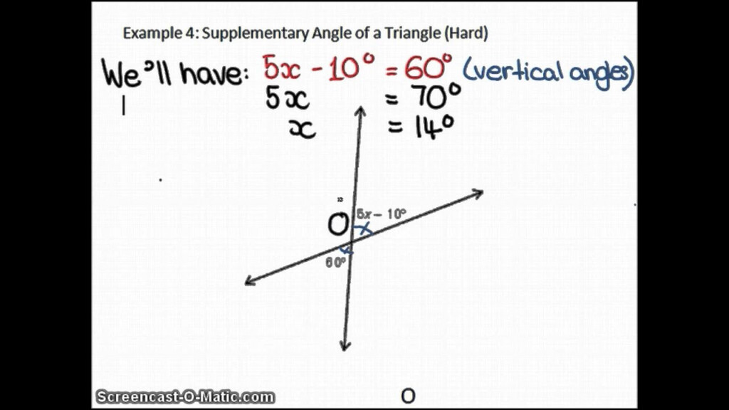 Use Supplement Complement And Interior Angles To Solve For Unknown 