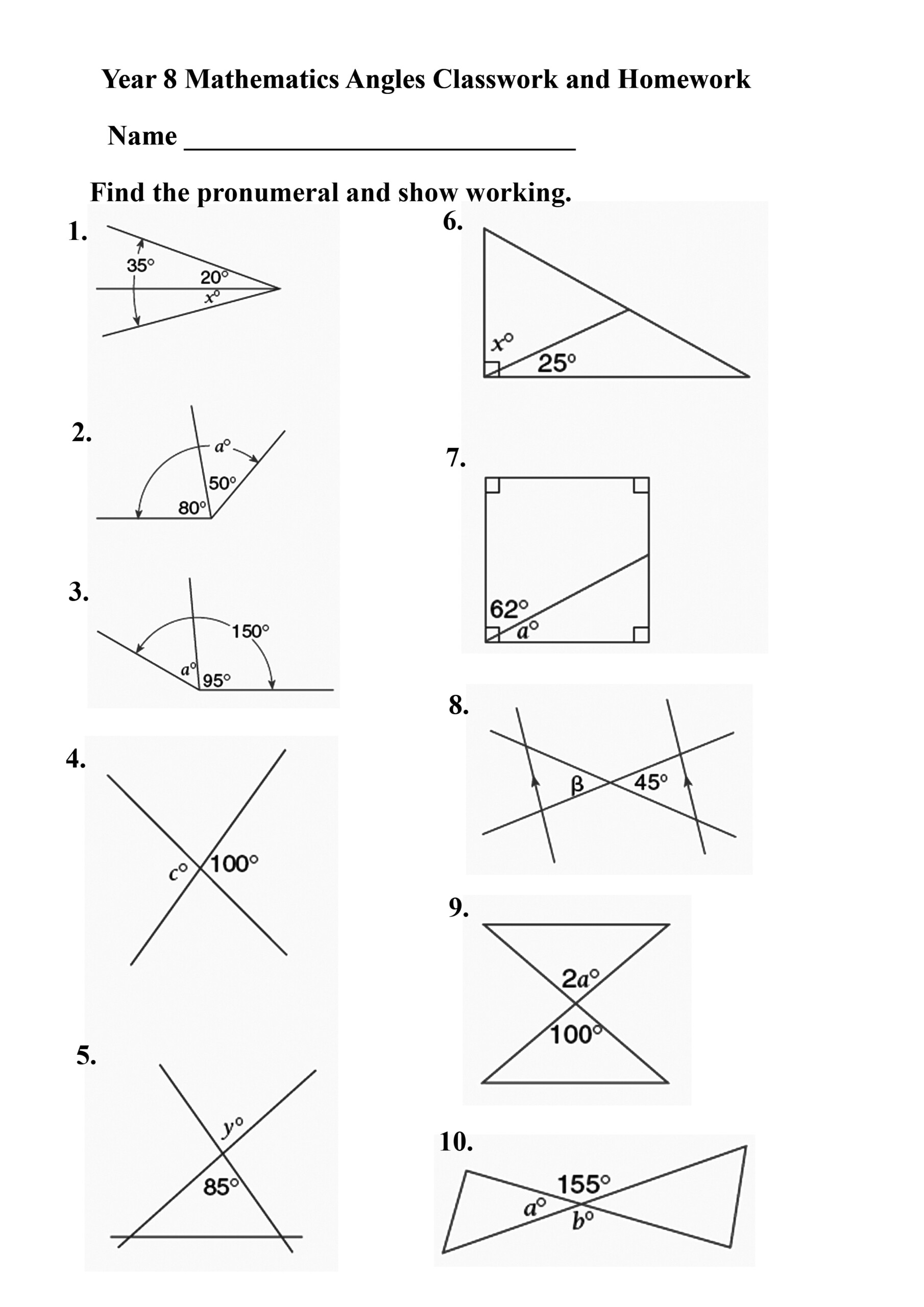 missing angles problem solving year 6