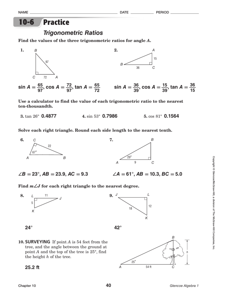 View Trigonometric Ratios Worksheet Answers Pictures