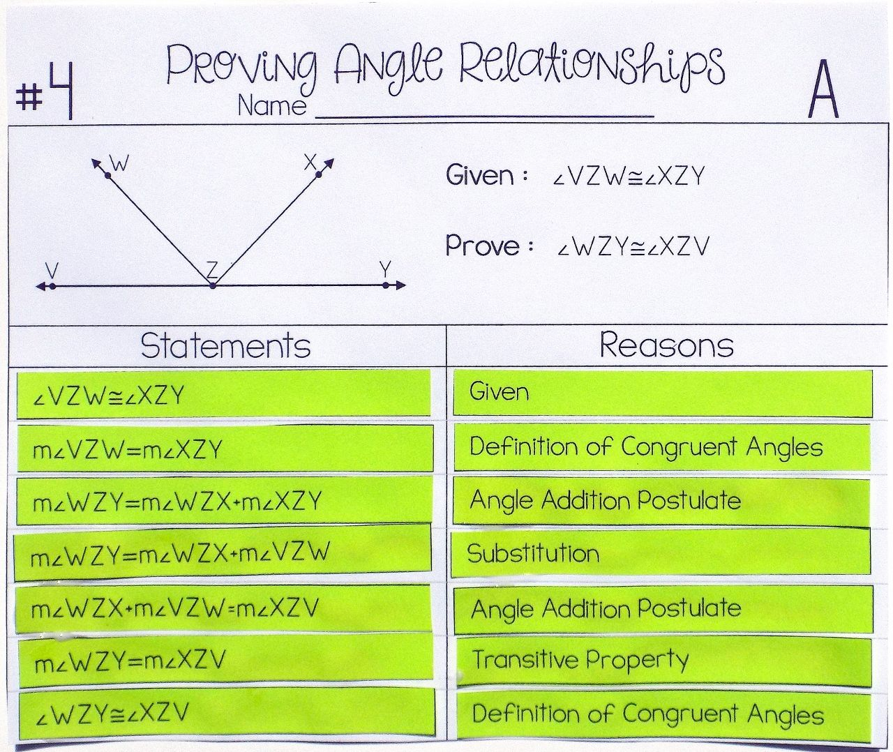 Proving Angle Relationships Worksheet Pdf Answer Key - Angleworksheets.com