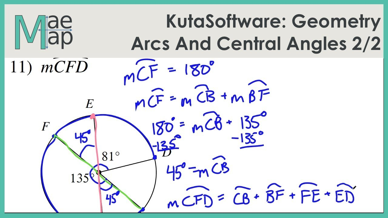 Worksheet Central Angles And Arcs Geometry Cp Answers Schematic And