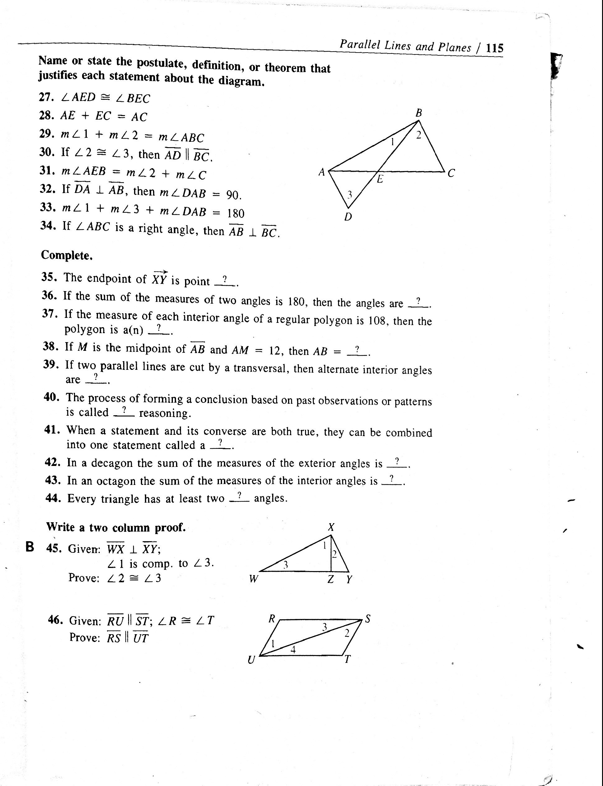 Worksheet Triangle Sum And Exterior Angle Theorem Answer Key Db excel
