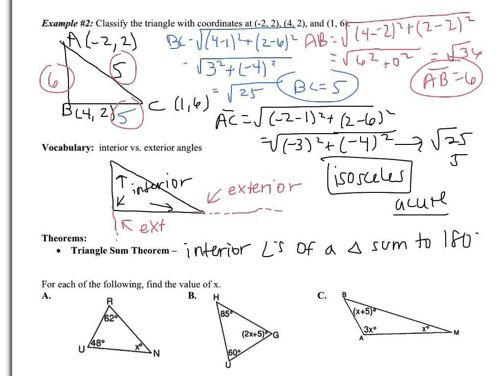 Worksheet Triangle Sum And Exterior Angle Theorem Answers Db excel