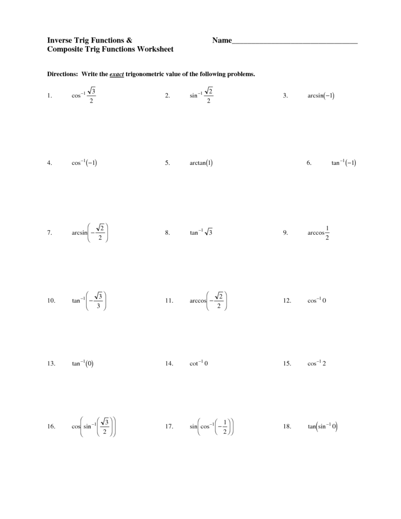 14 Trigonometry Trig Worksheets Worksheeto