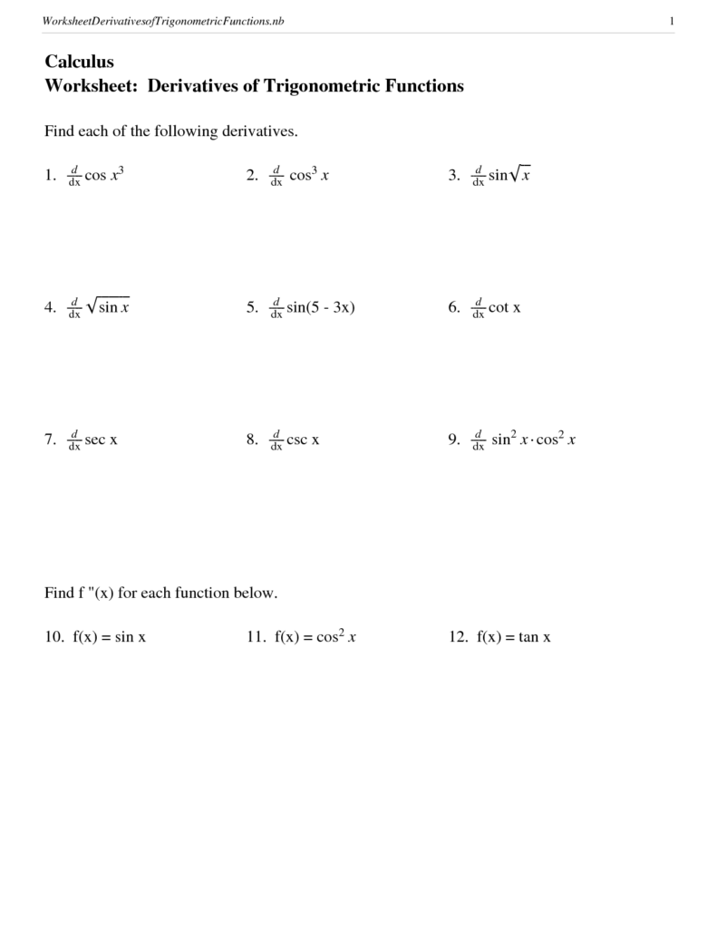 14 Trigonometry Trig Worksheets Worksheeto