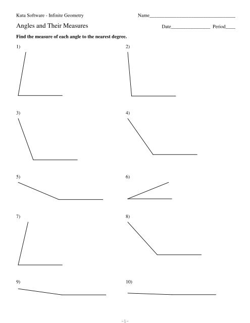 2 Angles And Their Measures Kuta Software