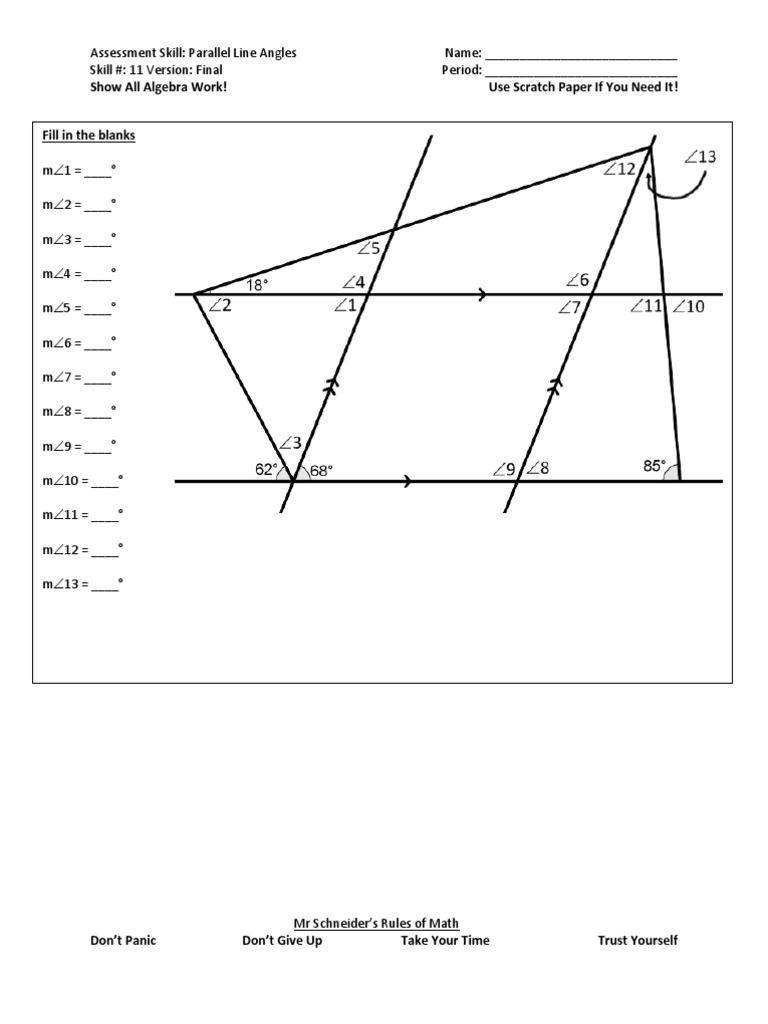 4 2 Transversals And Parallel Lines Practice And Problem Solving A b 