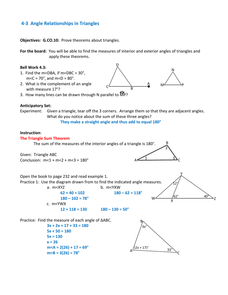 4 3 Angle Relationships In Triangles