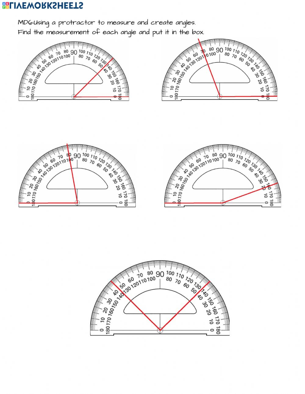 4 MD 6 Measuring Angles With A Protractor Worksheet