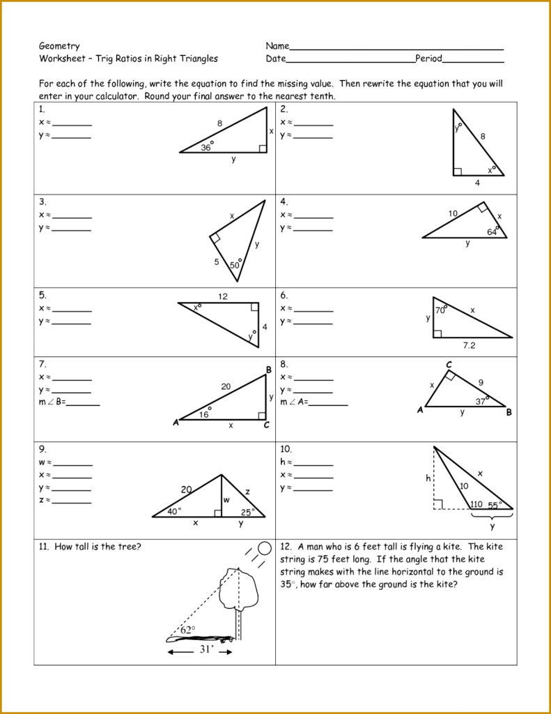 4 Worksheet Trigonometric Ratios Sohcahtoa Answers FabTemplatez