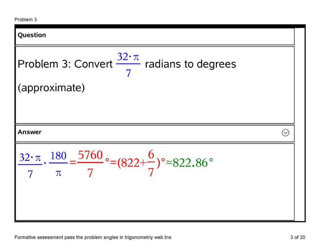 40 Degrees And Radians Conversion Practice Worksheet Answers 