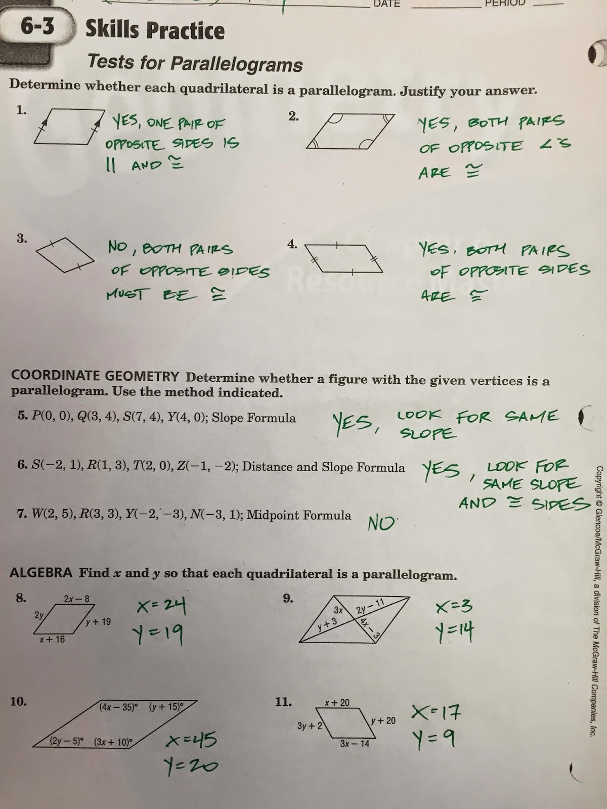 6 2 Homework Parallelograms Answer Key CLUBESSAY