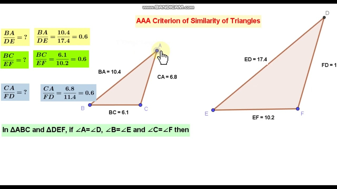 Angle Angle Angle Criterion Of Similarity Of Two Triangles Theorem ...