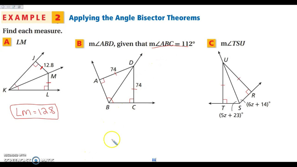 Angle Bisector Theorem Worksheet