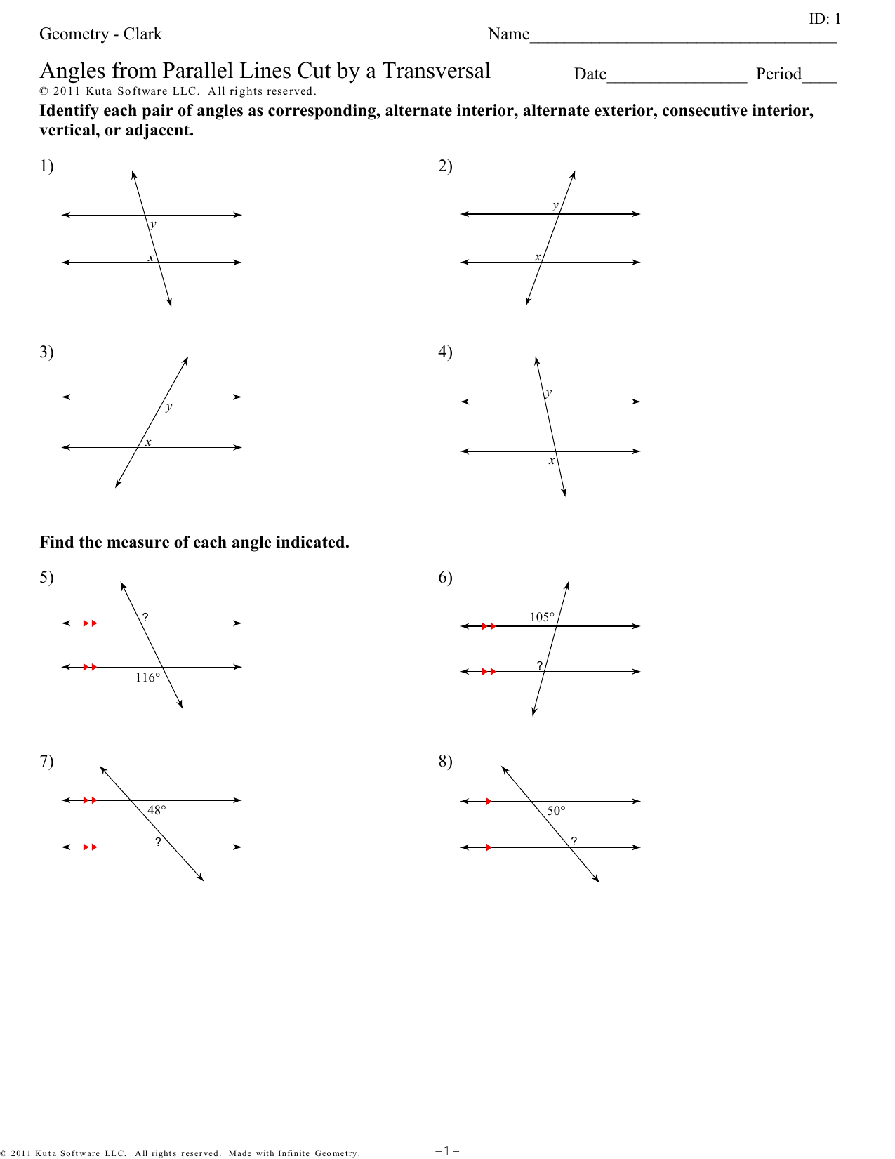 Angles Created By Parallel Lines Worksheet - Angleworksheets.com