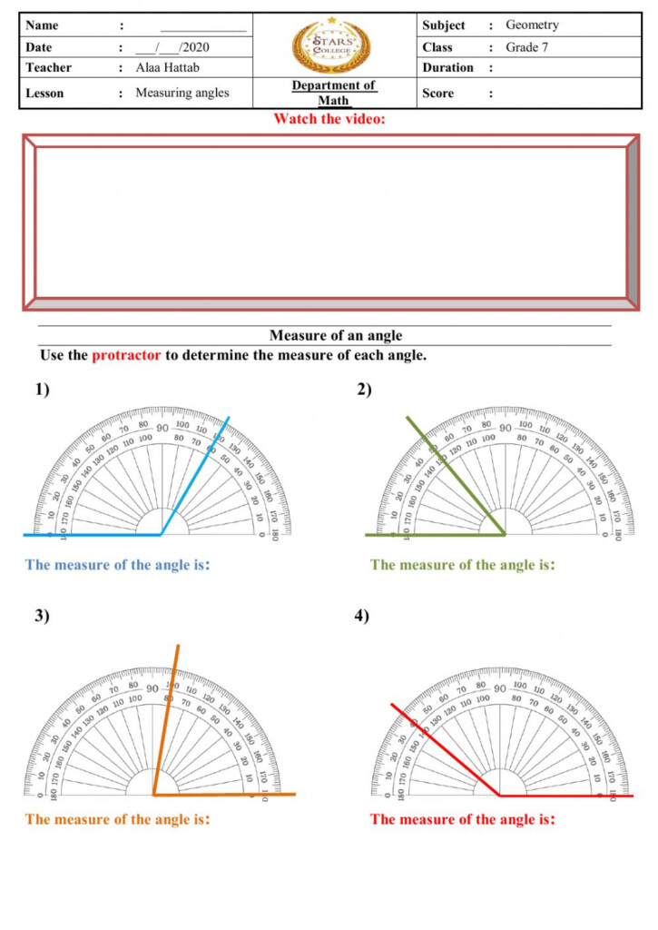 Angle Measurement Worksheets