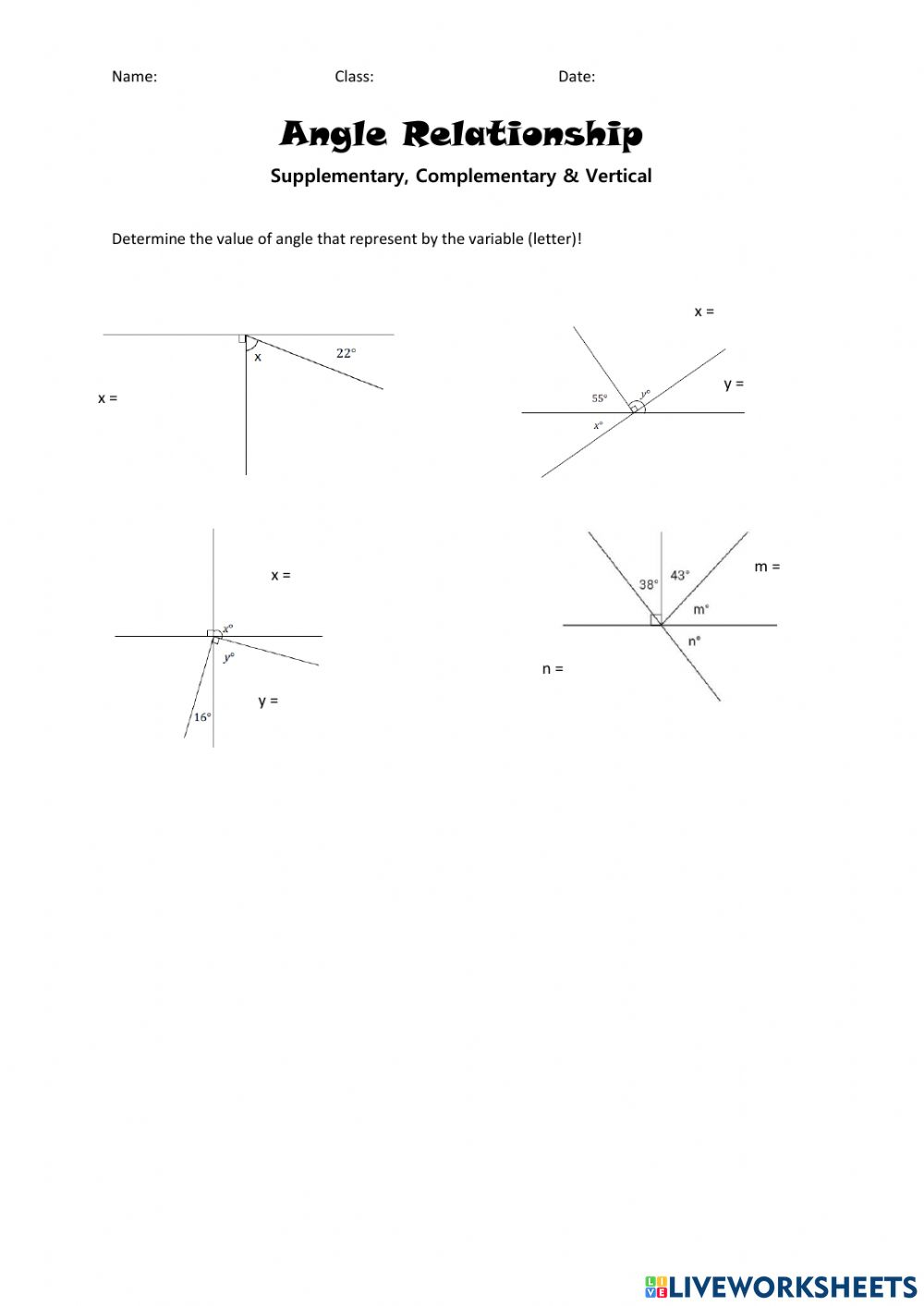 Angle Relationship Worksheet