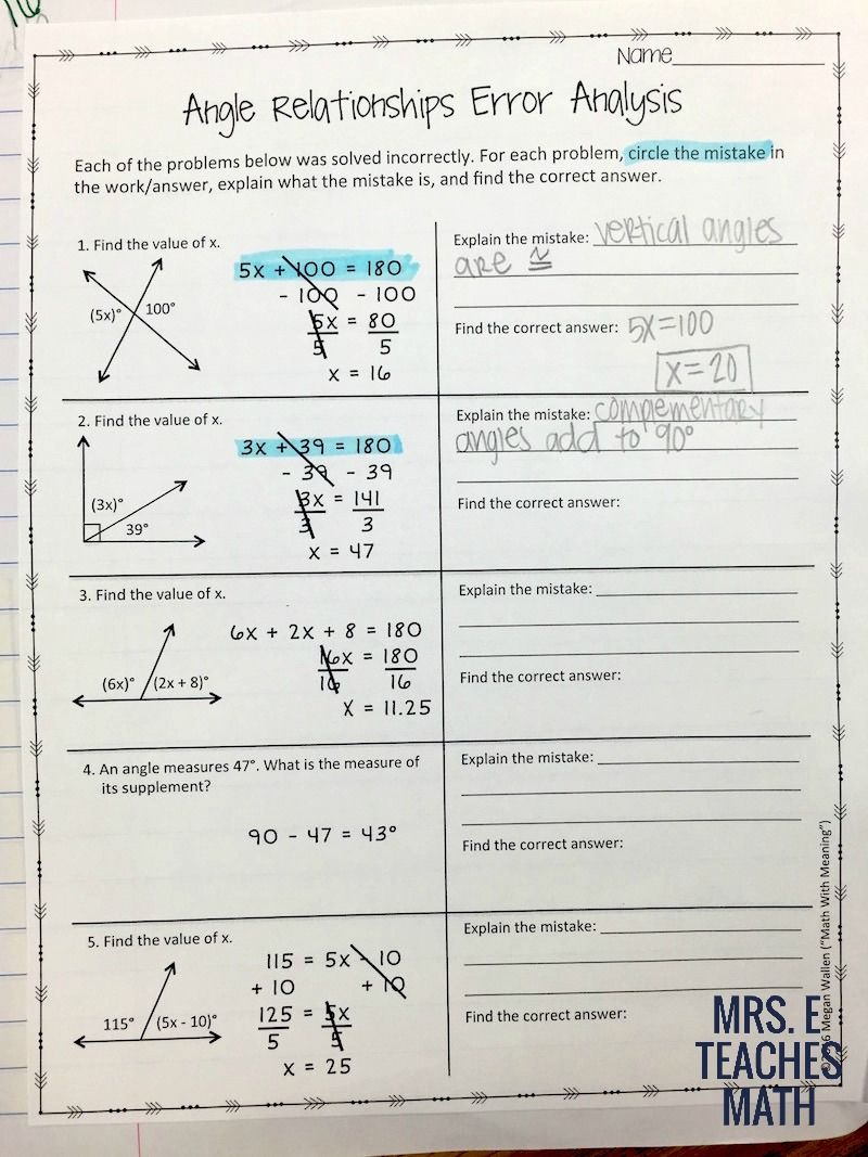 Angle Relationship Vocabulary Worksheet Answers 3537