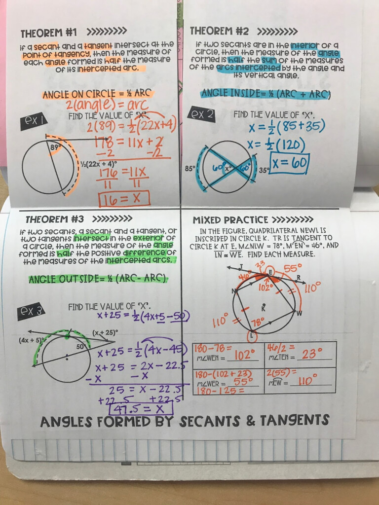 Angles Formed By Secants And Tangents Mrs Newell s Math