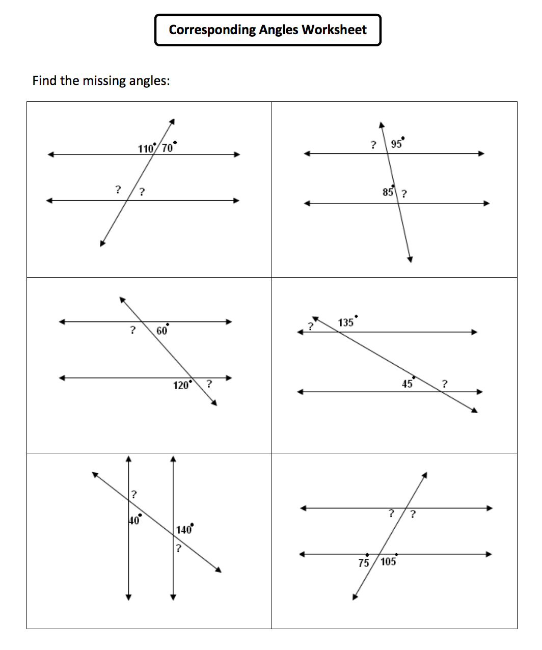 Parallel Line Angles Worksheet Tes - Angleworksheets.com