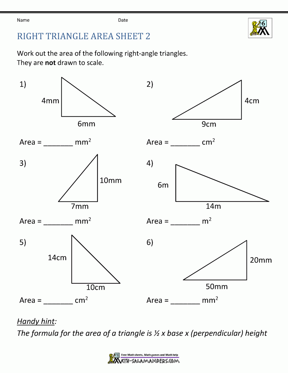 Area Of Right Angled Triangle Worksheet Ks2 - Angleworksheets.com