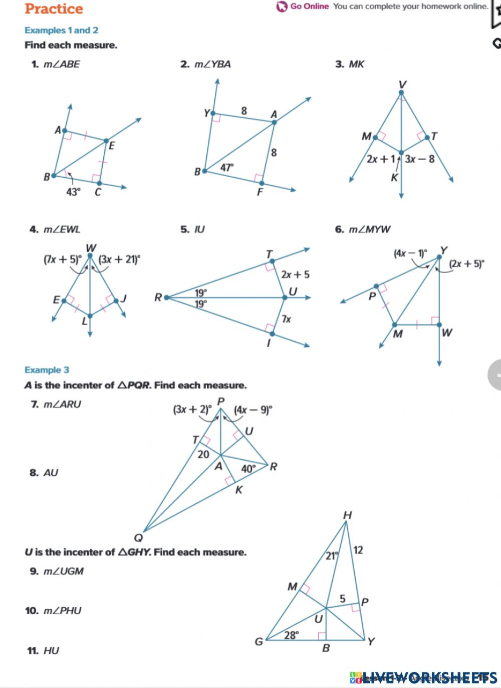 Triangle Angle Bisector Worksheet Answers