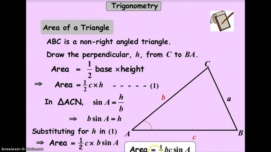 CIC Area Of A Non Right Angled Triangle YouTube