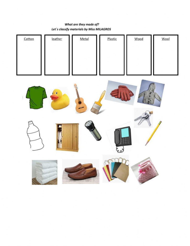Classifying Materials Worksheet